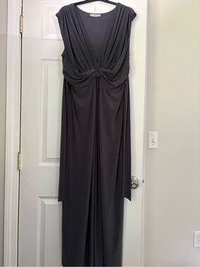 Love Squared Draped Knot Maxi Dress in Charcoal